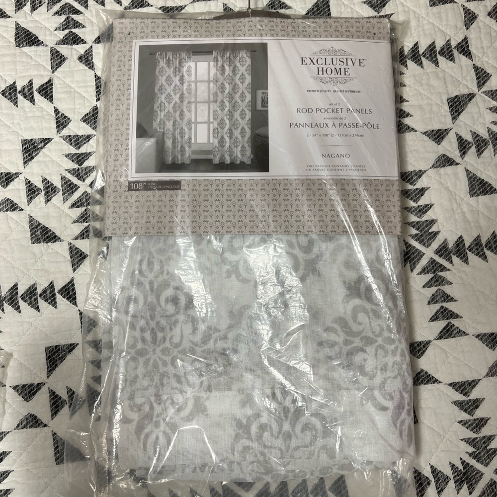 Grey and White Curtain Panels